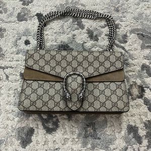 Gucci Dionysus Small Shoulder Bag in Monogram and Suede
